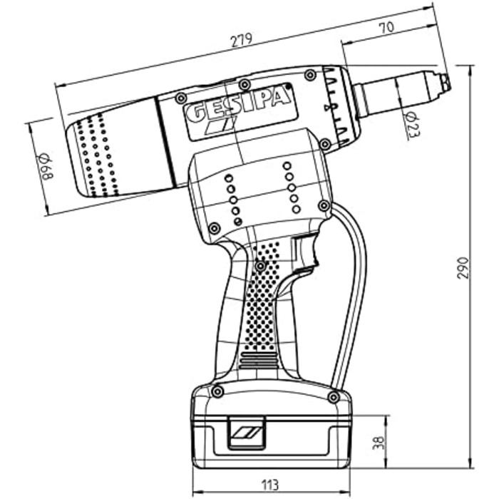 Зарядний пристрій 18 В, сумісний з усіма продуктами CAS (Cordless Alliance System), такими як зарядний пристрій GESIPA AccuBIrd Pro CAS/Birdie CAS