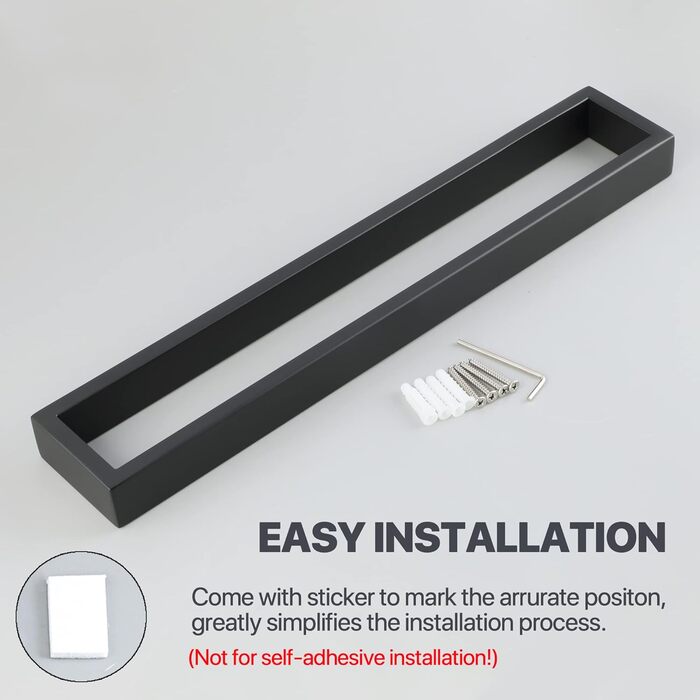 Тримач для рушників SAYAYO Чорний тримач для рушників для ванної кімнати Тримач для рушників для гостей Настінний тримач для рушників з нержавіючої сталі для ванної та кухні 40 см