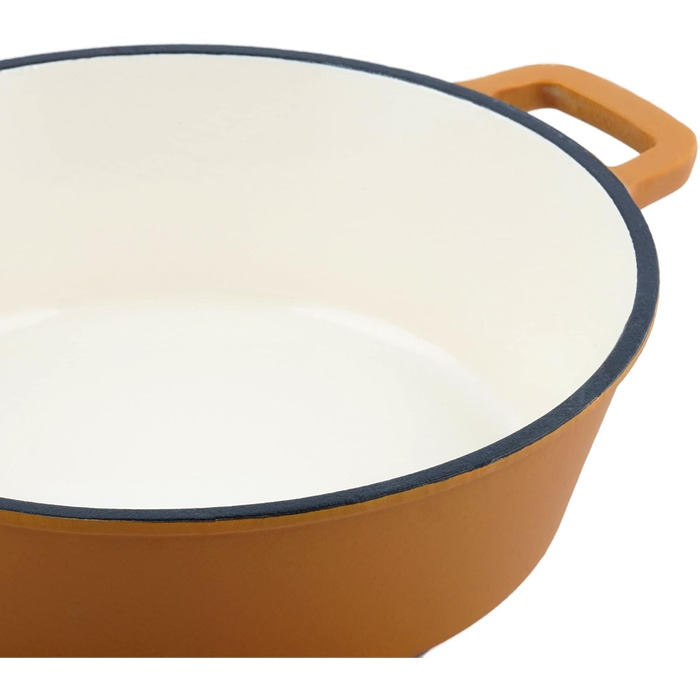 Чавунна каструля Mahlzeit 4,4 л помаранчева, кругла емальована чавунна сковорода з кришкою чавунна каструля, підходить для індукці