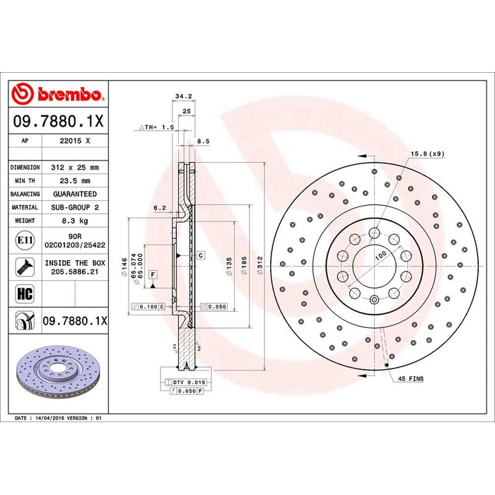 Гальмівні диски BREMBO 09.7880., чорні