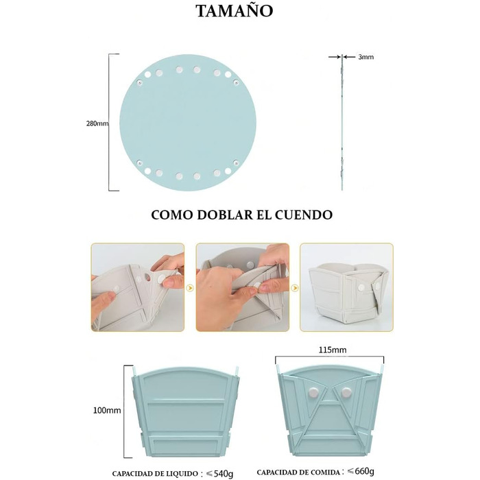 Складана силіконова миска та тарілка з 3 положеннями - Ідеально підходить для кемпінгу, пляжних та гірських походів - Герметична та універсальна, упаковка з 2 шт. (чорна)