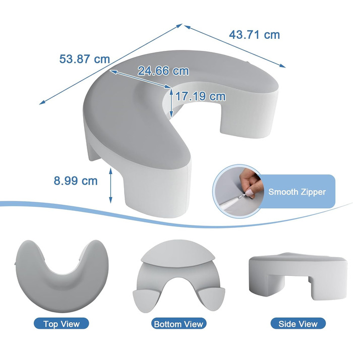 Ергономічна подушка для сну на боці з проймою, подушка для шиї, подушка для голови для сну на боці, подушка для шиї з піни з ефектом пам&39яті для сну на боці, спині та животі, 2 наволочки в комплекті