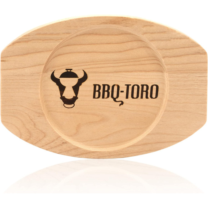 Чавунна сервірувальна сковорода з дерев'яною основою Ø 16 см вже запечена - попередньо приправлена чавунні сковороди-гриль, сервір