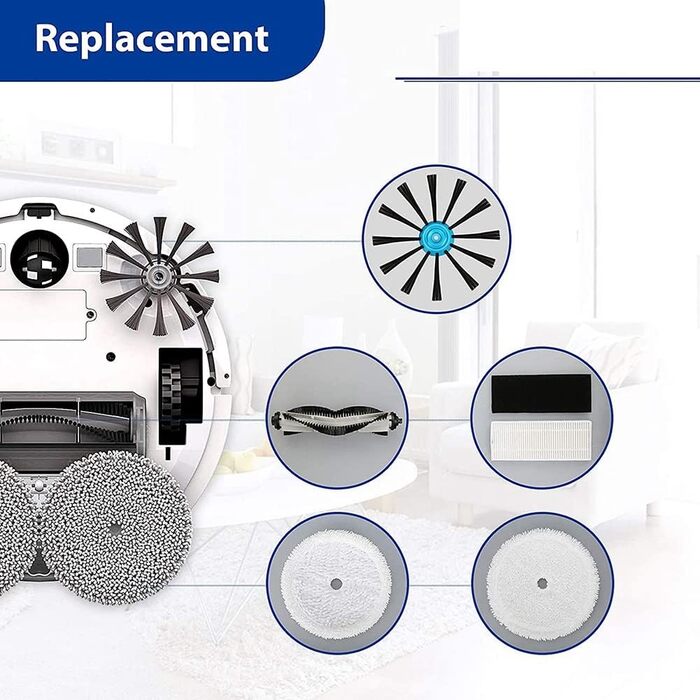 Робот-пилосос Acfthepiey для вологого та сухого пилососа, головна щітка, фільтр HEPA, бічна щітка, запасні аксесуари для швабри для 3115
