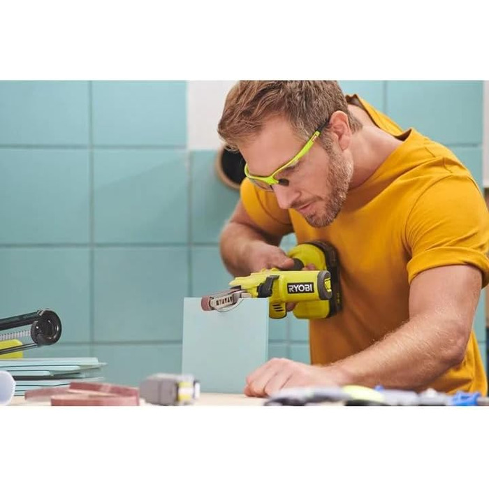 Акумуляторна стрічкова пилка RYOBI 18 В ONE R18PF-0 (довжина стрічки 457 мм, ширина шліфування 13 мм, ручне регулювання швидкості