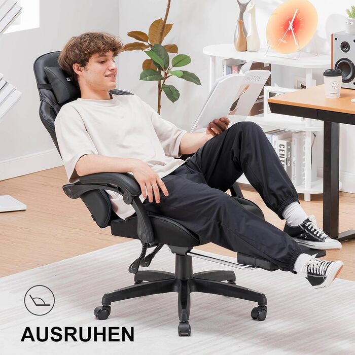 Ігрове крісло GTPLAYER, ергономічне офісне крісло з регульованою висотою, підходить для зими та літа, з подвійною спинкою, підставкою для ніг, знімним чохлом, 150 кг, чорний колір