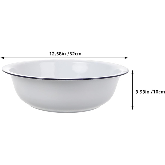 Загальна емальована чаша Біла 32 см потовщена вінтажна емальована чаша Велика побутова чаша для миття, замішування, подачі та приготування салатів