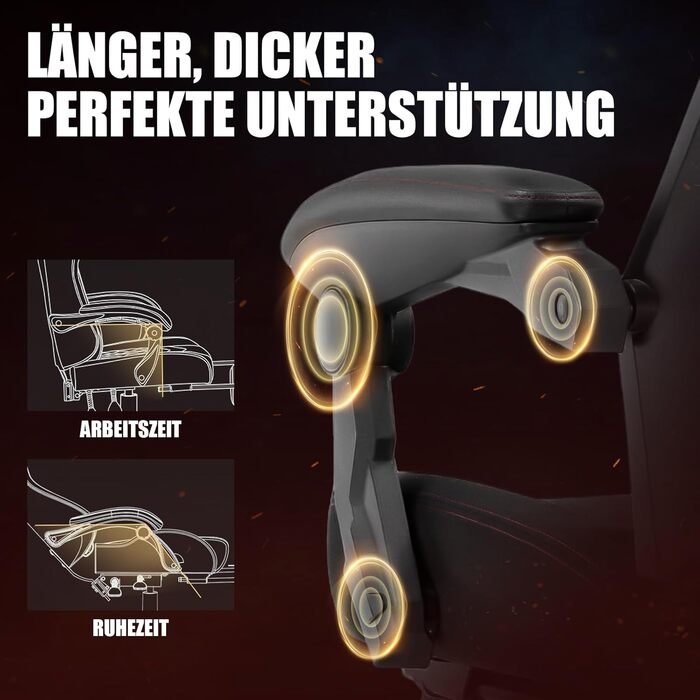 Ігрове крісло GTPLAYER з підставкою для ніг, ергономічне офісне крісло з сітчастою спинкою, тканинне ігрове крісло для дому та офісу, червоне, велике