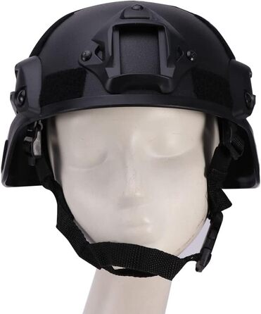 Тактичний шолом у стилі MICH2000, легкий тактичний шолом, захисна тактична версія шолома з кріпленням LVN та боковими рейками, захисний шолом у військовому стилі для страйкболу, пейнтболу, тактичного військового стилю (чорний)