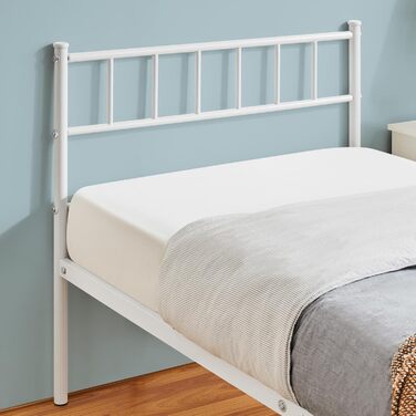 Металеве ліжко Yaheetech 90 x 200 см Каркас ліжка з узголів&39ям Металевий каркас ліжка Гостьове ліжко з рейковою основою для спальні Гостьова кімната Білий Білий 90 x 200 см