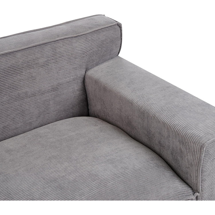 Місний диван Beliani, оббивка з темно-сірої вельветової тканини, 5 декоративних подушок, широкі підлокітники, Віскан, 3-