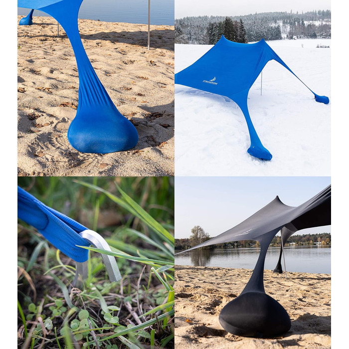 Пляжний намет преміум-класу з лайкри висувний сонцезахисний тент Оле з алюмінієвими стійками та наповнюваними піщаними анкерами 210 x 210 см