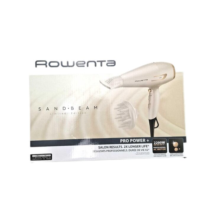 Фен Rowenta Pro Power CV7243, професійний AC-двигун, іонізація, концентратор 6 мм та дифузор для об'єму, колір слонова кістка