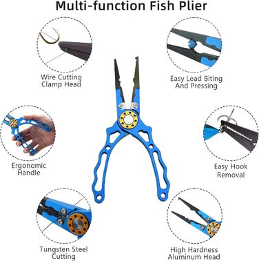 Набір із 4 предметів, стійкий до корозії інструмент для морської риболовлі, багатофункціональні алюмінієві рибальські плоскогубці з інноваційною ергономічною ручкою, рибальські подарунки для чоловіків