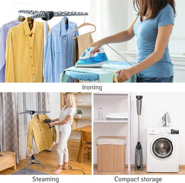 Вішалка для одягу Tatkraft Pine кінь, ротаційна сушарка для кемпінгу, нержавіюча сталь, компактна складна, сіра