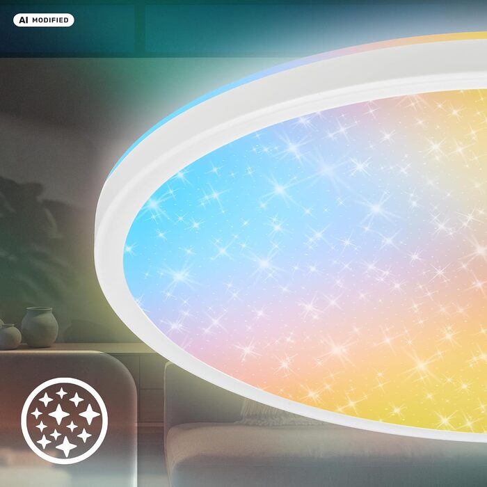 Стеля LED-світильник BRILONER AuraGlow з диммером та фоновим підсвічуванням, чорний/білий, 37,5 см