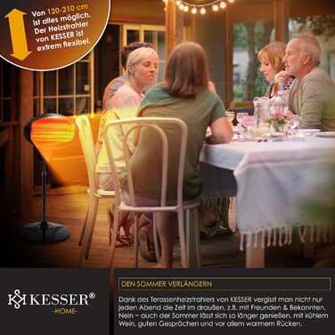 Інфрачервоний обігрівач 2000 Вт Інфрачервоний Підлоговий Терасний Тераси Інфрачервоний Регульований по висоті Кварцовий Внутрішній