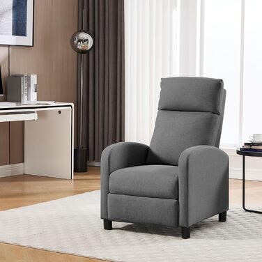 Крісло-реклайнер WOLTU з функцією відкидання/сну, з підставкою для ніг, регульоване, вітальня/спальня, м&39яке, 89 x 102 x 65,5 см, льон, темно-сірий