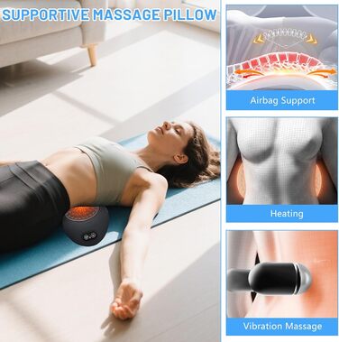 Поперекова опорна подушка 3-в-1, електрична поперекова опорна подушка з підігрівом та вібрацією, поперековий масажер для полегшення болю в попереку та хребті (A)
