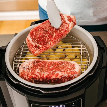 Мультиварка Ninja Foodi, 6 л, мультиварка 7-в-1, скороварка під тиском, фритюрниця, аерофритюрниця, повільна плита, гриль тощо, матова сталь і чорний, OP300EU