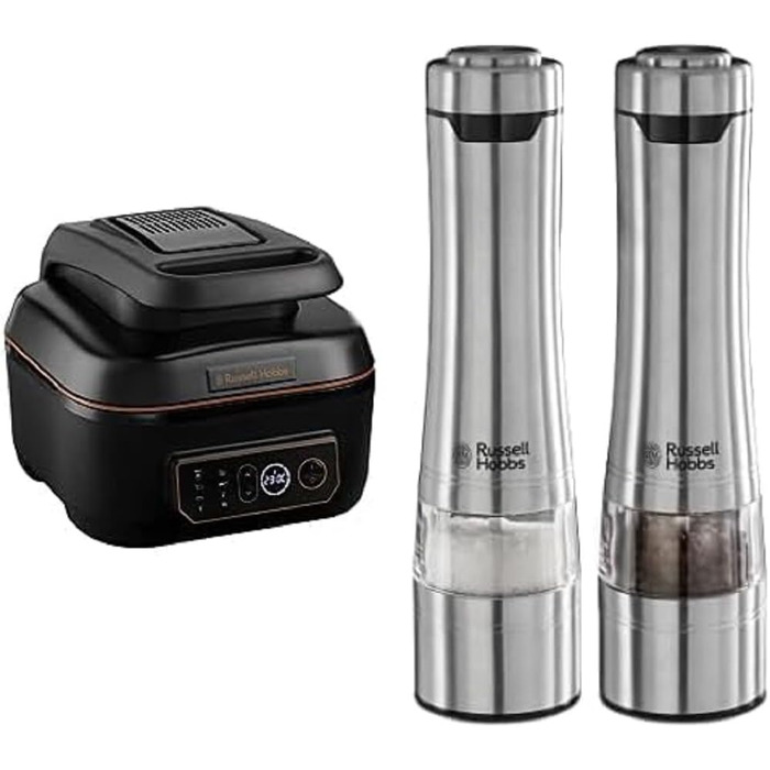Набір Мультифункціональна аерофритюрниця Russell Hobbs SatisFry XL 5,5л AirFryer, гриль та мультиварка 26520-56 та електричні млинки для солі та перцю (набір з 2 шт.) 23460-56