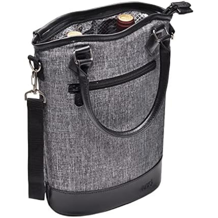 Сумка для пляшок Kato на 1 пляшку, сумка-холодильник для вина, пива та напоїв, сумка для перенесення на вулиці з роздільником, ручкою, плечовим ременем, штопором безкоштовно, сумка-холодильник для 2 пляшок - сіра