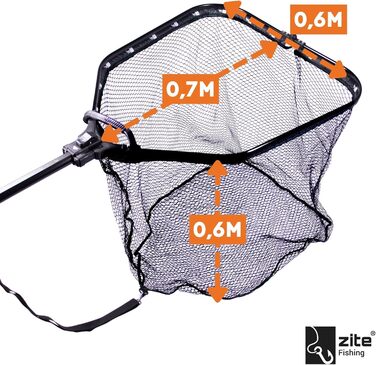 Підсак для лову щуки та судака Zite Fishing з гумовим покриттям та плечовим ременем - складний великий підсак для лову щуки та судака - 165 см 1. Підсак продається окремо