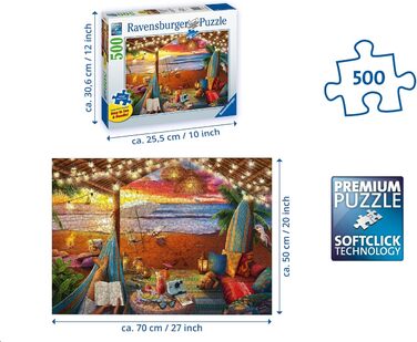 Пазл Ravensburger 16795 - Захід на пляжі - пазл на 500 елементів для дорослих і дітей від 10 років, з більшими шматочками Ексклюзи
