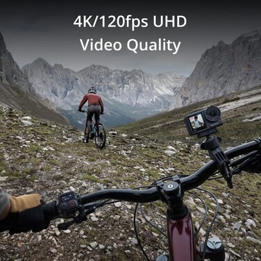 Водонепроникна екшн-камера 4K/120 кадрів/с із сенсором 1/1,3 дюйма, приголомшливе відео в умовах слабкого освітлення, 10-бітна передача кольорів і D-Log M, довготривалий акумулятор ємністю 1770 мАг., 4 Standard Combo