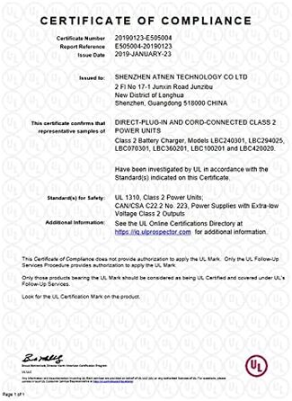 Зарядний пристрій Enerpower Li-Ion 42V для 36V-37V 2A 85W з круглим роз&39ємом 5,5 x 2,5 мм для багажних скриньок, Hailong тощо, сумісний з електросамокатами, такими як SoFlow, Cityblitz, Bluewheel, VMax, Trekstor тощо (GS, UL)