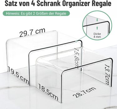 Прозора стійка для спецій, 4 кухонні органайзери, штабелювані органайзери для кухонних шаф, міні-декоративна полиця, кухонний органайзер для спецій, полиця на кухонній стільниці, сходи для спецій, органайзер для туалетного столика, набір з 4 шт.