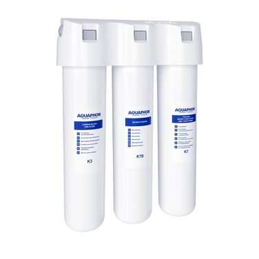 Фільтр для води Фільтр для питної води з ультрафільтраційним мікробним барєром до 0,1 мікрометра AQUAPHOR Crystal ECO TRIO Фільтр для питної води з активованим вугіллям з вугільним блоком з одностороннім краном