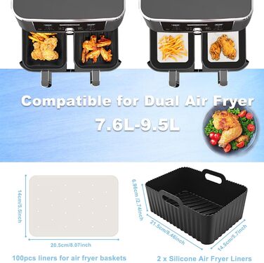 Аксесуари для фритюрниці Аксесуари для фритюрниці Ninja Dual AF300EU AF400EU & Most 3.7 Qt 4.2 Qt і більше, 8 шт. із силіконовою вставкою та решітками аерофритюрниці, форма яйця тощо Чорний2