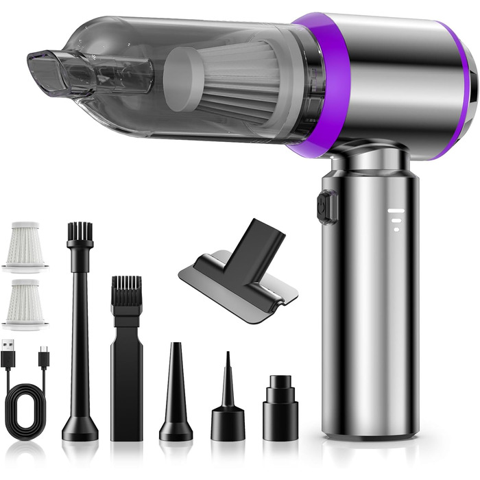 Ручний пилосос Tidy Cats, акумуляторний акумуляторний ручний пилосос на 18000 Па, 3-швидкісний автомобільний пилосос з миючим філь