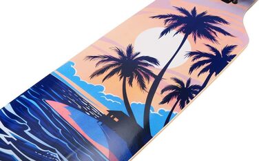 Лонгборд 39 дюймів, з кульковими підшипниками ABEC-9, Drop-Through Freeride Skateboards Cruiser I кокосове дерево