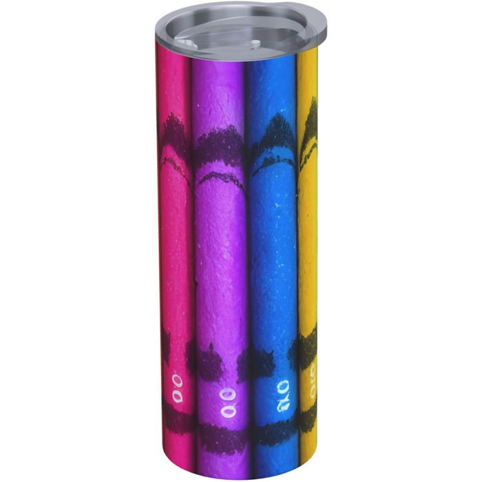 Кухоль з прямою трубочкою, 590 мл, кольорові олівці, друк, дорожній кухоль, підходить для кемпінгу, офісу та дому