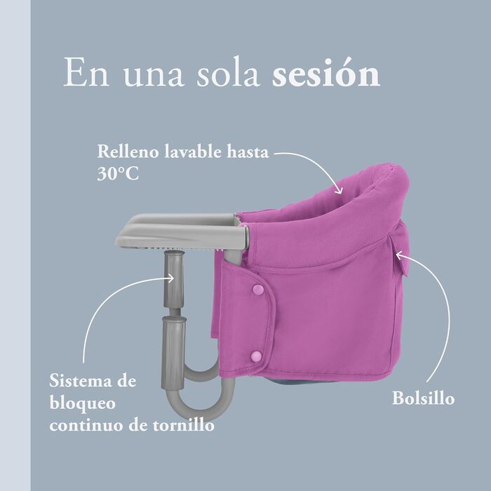 Складане сидіння для столу, Рожевий (фуксія), Легко транспортувати, Можна мити, Безпечна установка, До 15 кг, 35 x 27 x 42 см, Рож