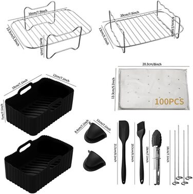 Аксесуари для фритюрниці HASA zone 10 шт., аксесуари для фритюрниці підходять для Philips COSORI Ninja Cecotec ProfiCook KLAMER Princess Tefal і всіх фритюрниць 4.7 л, 5.5 л, 6.4 л, 7.3 л, 8 л, 9 л