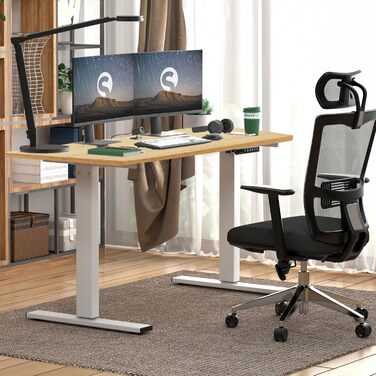 Електричний стіл Soges з регулюванням висоти та функцією пам&39яті для чотирьох індивідуальних варіантів висоти, перевірено TV, міцний сталевий каркас для офісу та дому, 60 x 140 см, тик