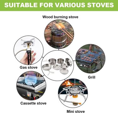 Набір посуду Lixada для кемпінгу, 8 предметів каструлі, сковорода та столові прибори з нержавіючої сталі для пікніків, походів, туризму та відпочинку на природі