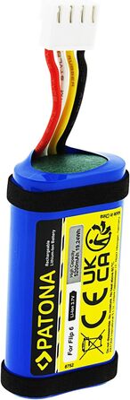 Замінний акумулятор PATONA для JBL GSP-1S2P-F6D, JBLFLIP6BLUAM / JBLFLIP6REDAM, 5200mAh 3.7V Li-Ion, сумісний з JBL Flip 6 Soundbox, Bluetooth-колонкою, динаміком-боксом