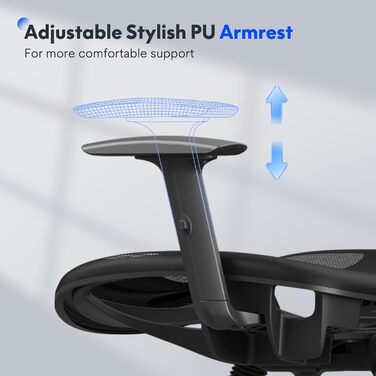 Офісний стілець FLEXISPOT OC3 Ергономічне робоче крісло Комп&39ютерне крісло з регульованою висотою сидіння, підголівником, підлокітниками, поперековою опорою та роликами Робочий стілець (чорний) OC3 Basic (чорна сітка)