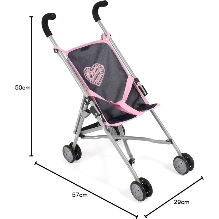 Лялькова коляска Bayer Chic 2000 Roma, лялькова коляска, міні-візок, 50 x 29 x 57 см, меланж сіро-морський