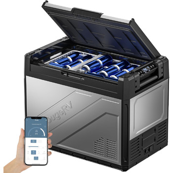 Компресорний автохолодильник BougeRV Rocky 65L з морозильною камерою металевий корпус APP управління, знімна перегородка, двозонне