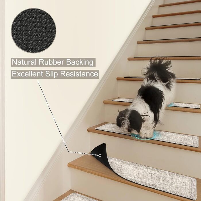 Доріжка для сходів Tiveney, нековзка, 20,3 x 76,2 см, гумова основа, килимки для дерев&39яних сходинок, килимок для безпеки сходів, що миється, хакі, сходинки для дітей, собак старшого віку, 15 шт. 8&39 x 30&39 хакі 15