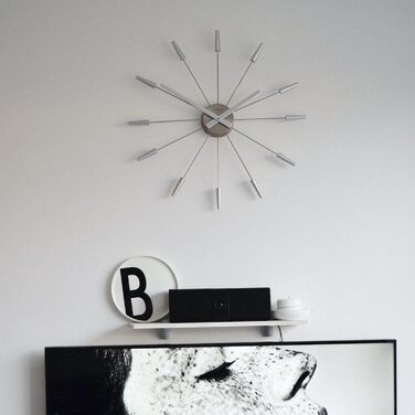 Настінний годинник techno line XXL NeXtime Plug Inn Silver 261 ZI, дерево, 60х60х4.2 см