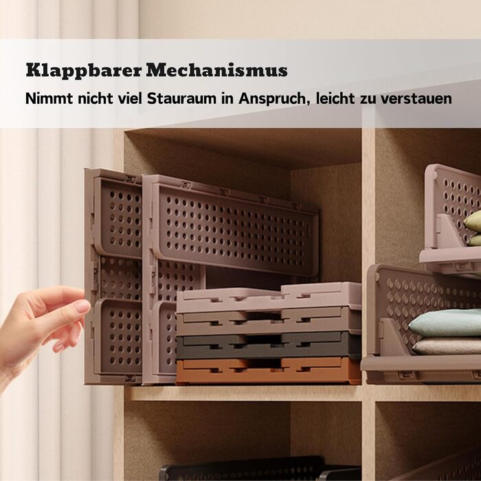 Органайзер для гардеробу, що штабелюється, складний органайзер для шафи, висувний багатофункціональний ящик для зберігання, висувні ящики для зберігання у ванній кімнаті, спальня - коричневий Rzwj02-baun, 4 шт.