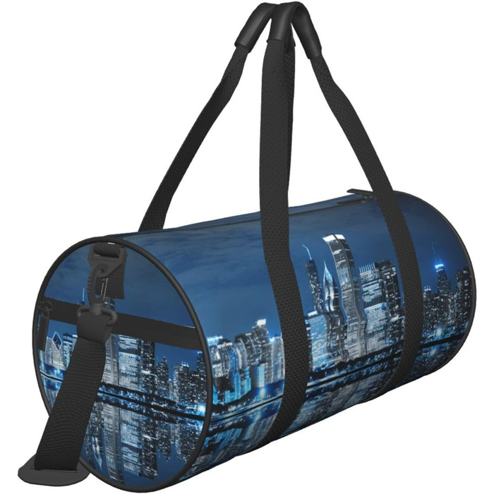 Спортивна сумка для подорожей, стильна міська сумка з нічним малюнком, сумка на нічліг, чорна, універсальний розмір