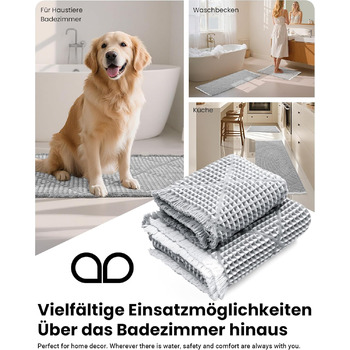 Великий комплект килимків для ванної кімнати з 2 предметів, нековзний килимок для ванної, що миється, сірий килимок для ванної, килимок для ванної в стилі бохо, ромбічні килимки для ванної кімнати, декор для пральні, 51 x 120 см килимок для ванної 46 x 77