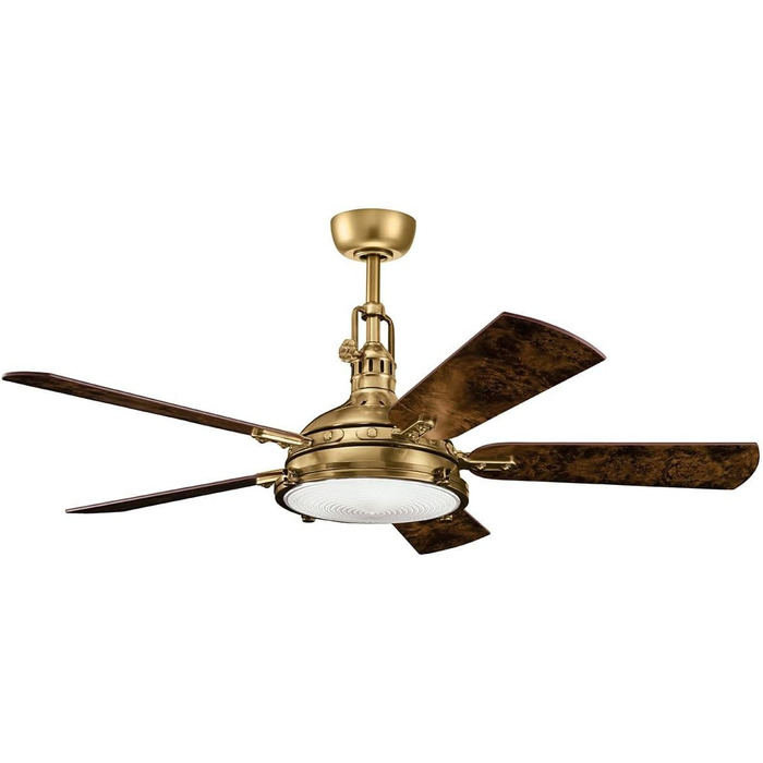 Стельовий вентилятор Elstead Hatteras Bay 142 см зі світлодіодним підсвічуванням з регулюванням яскравості 3000 K, полірована анти